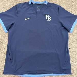 Nike Tampa Bay Rays Authentic Collection Dugout Warmup Shirt Mens L EUC